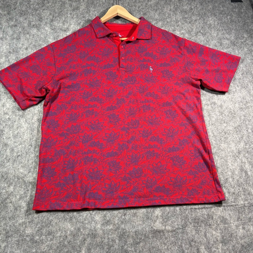 Men's Red Floral Polo Shirt - Classic Short Sleeve